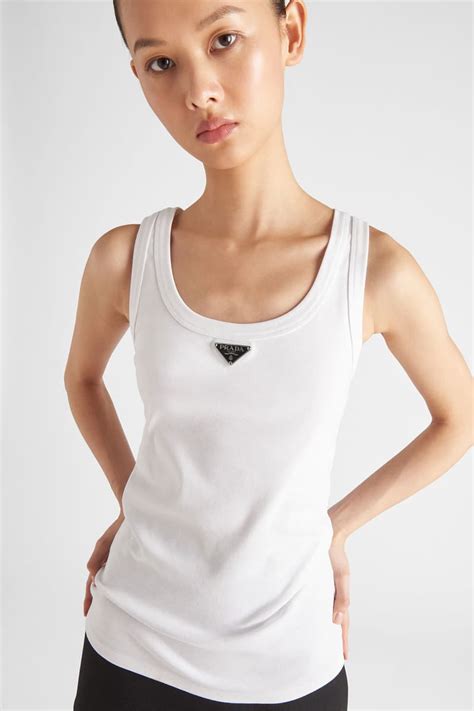 white prada tanktop|Prada logo tank top.